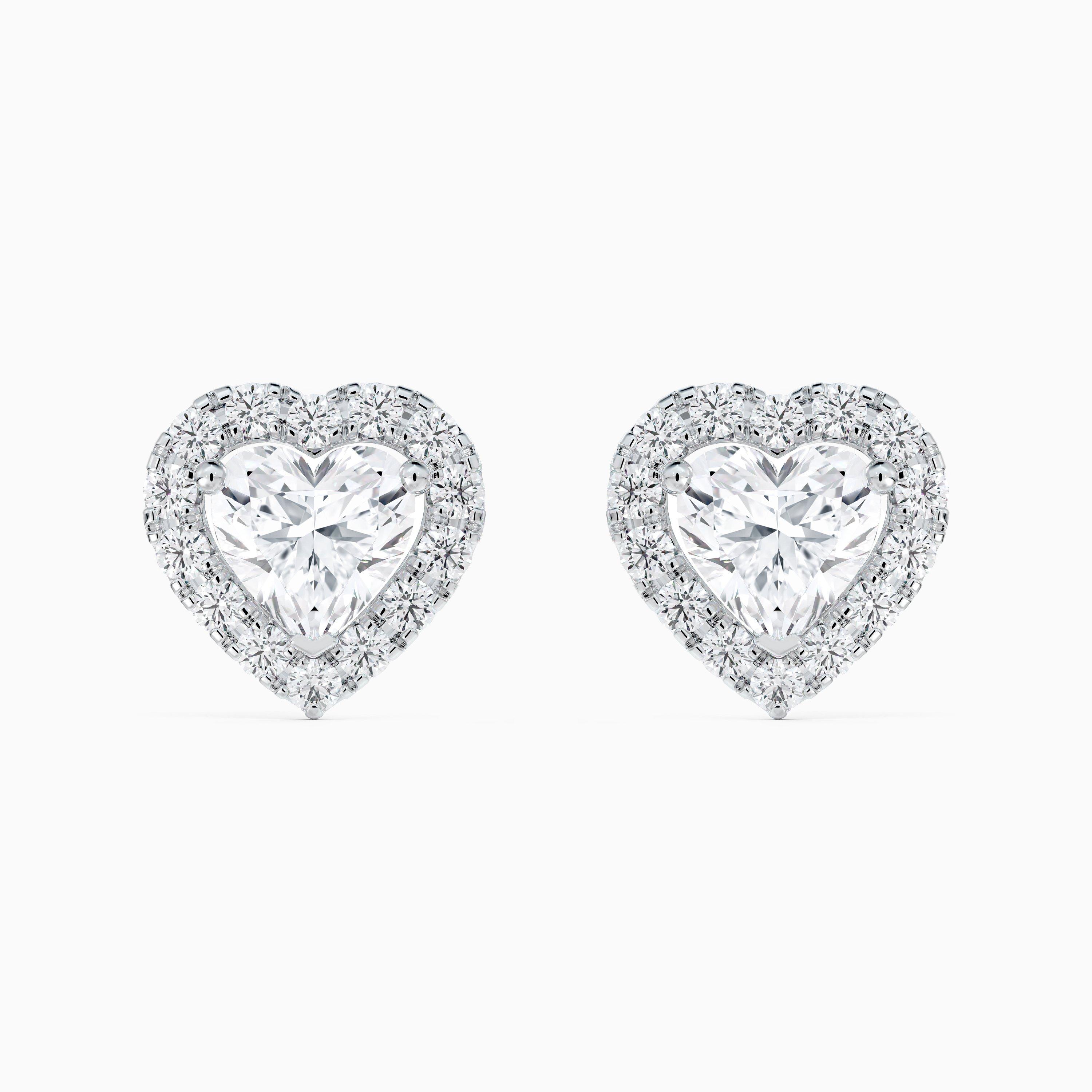 Puces D'Oreilles Aura Taille Cœur en Or Blanc, image 1