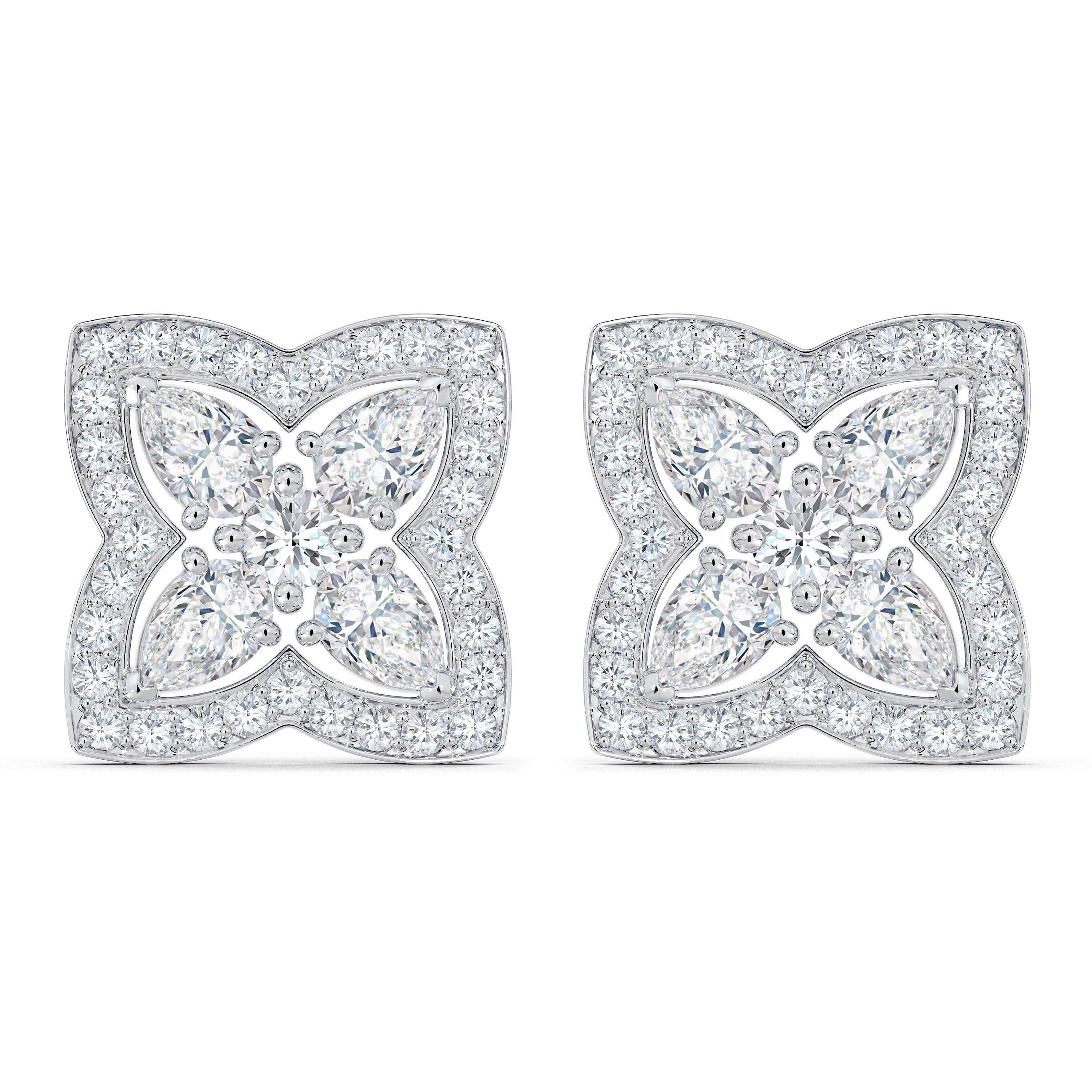 Enchanted Lotus Stud Earrings in White Gold, image 1