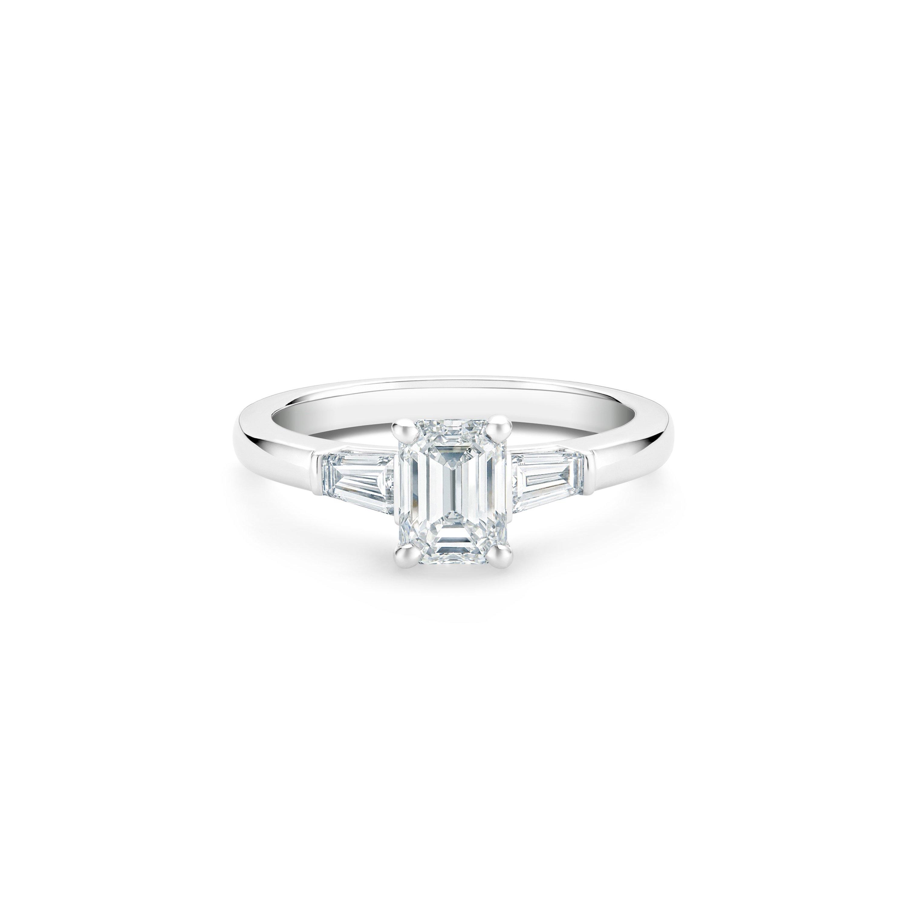 DB Classic Emerald-Cut and Tapered Diamond Ring, image 1