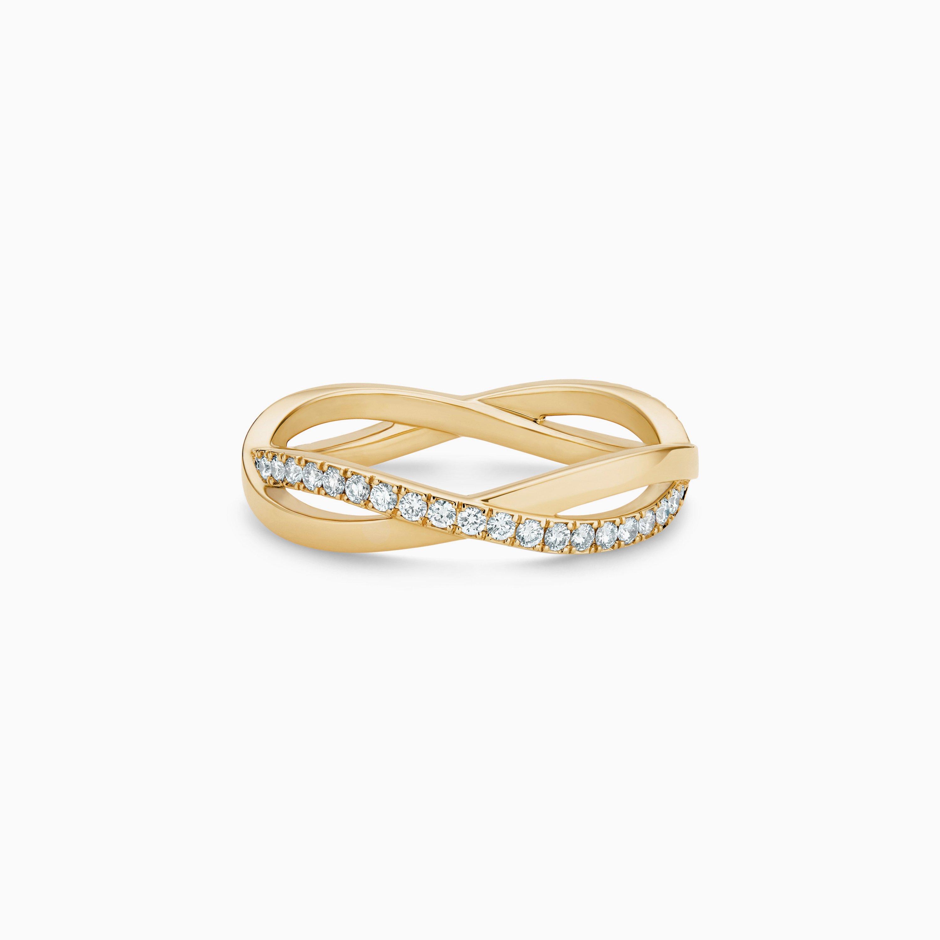 Infinity half pavé band in yellow gold, image 1