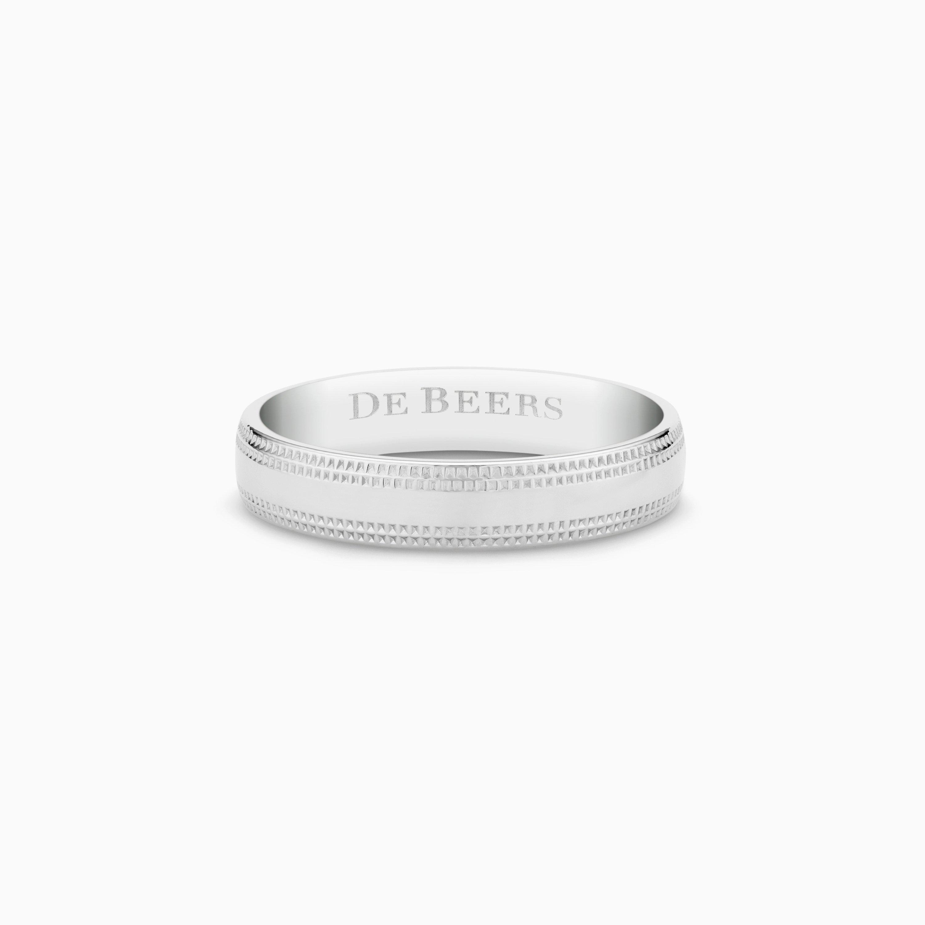 Wide Court Poincon band in platinum, image 1