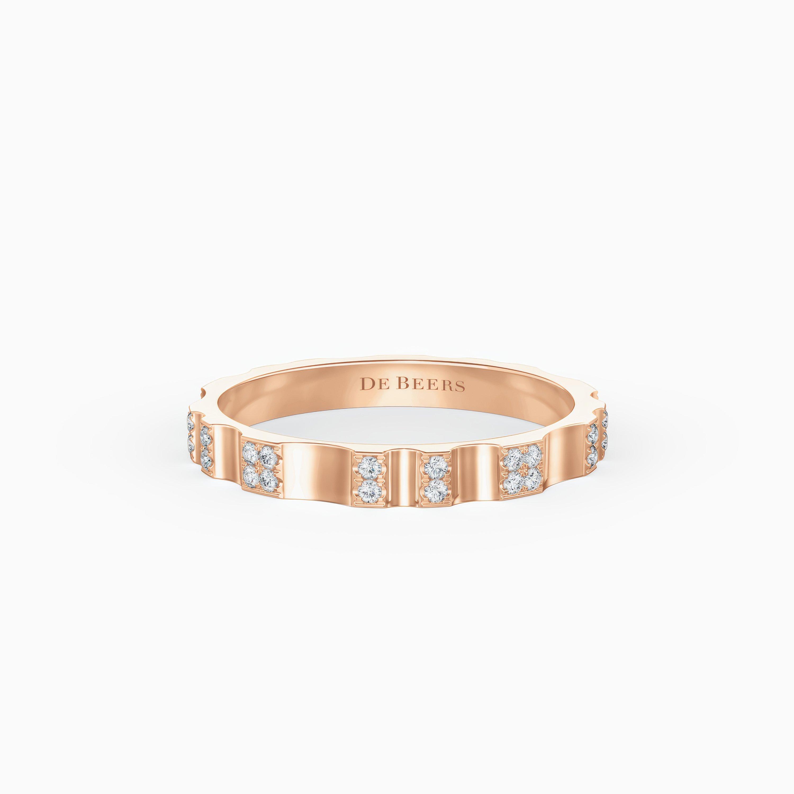 De Beers RVL Pavé Band in Rose Gold, image 1